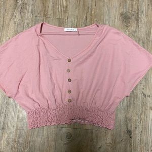 Pink cropped button top!